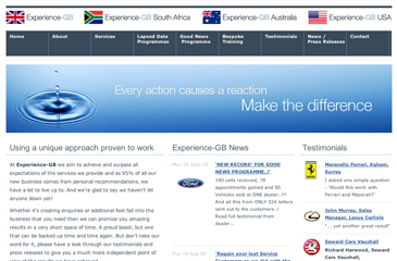 Screenshot of the ExperienceGB website