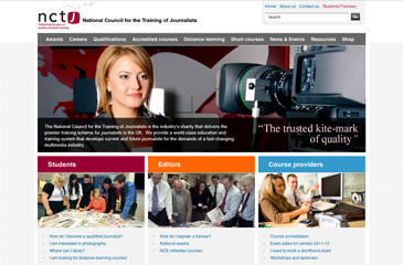 Screenshot of the National Council for the Training of Journalists website